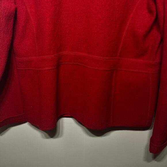 Talbots Jacket VTG Burgundy Red Wool Holiday Office Winter Open Front Pocket XL - Picture 7 of 9
